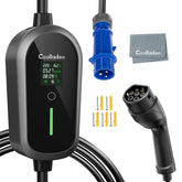 Coolladen 7.4KW Chargeur VE portable 1 Phase 32A Type 2 Chargeur de véhicule électrique, 8H charge programmée,4 niveaux de courant réglables Station de charge avec prise CEE