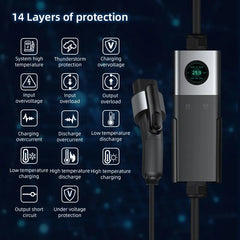 Coolladen Mobile Wallbox WiFi avec APP, Charge jusqu'à 11kW, Chargeur EV Type 2, Câble de 5M, Écran tactile, Taille de courant réglable avec Schuko 16A/CEE 16A Rouge