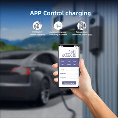 Coolladen Mobile Wallbox WiFi avec APP, Charge jusqu'à 11kW, Chargeur EV Type 2, Câble de 5M, Écran tactile, Taille de courant réglable avec Schuko 16A/CEE 16A Rouge