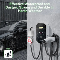 Borne de recharge domestique type 2 22 kW ou 11 kW Wallbox Câble de charge de 5 m avec support de chargeur Prise CEE triphasée pour tous les véhicules électriques et hybrides rechargeables