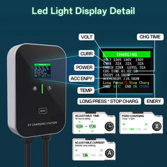 Borne de recharge domestique type 2 22 kW ou 11 kW Wallbox Câble de charge de 5 m avec support de chargeur Prise CEE triphasée pour tous les véhicules électriques et hybrides rechargeables