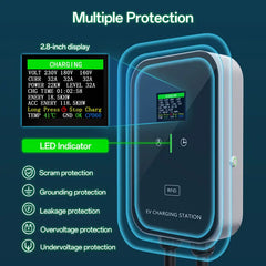 Borne de recharge domestique type 2 22 kW ou 11 kW Wallbox Câble de charge de 5 m avec support de chargeur Prise CEE triphasée pour tous les véhicules électriques et hybrides rechargeables