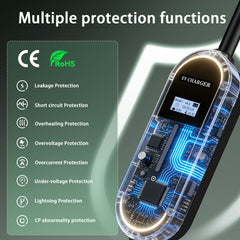 Coolladen Chargeur EV 7.4kW | prise CEE 32A vers Type 2 | wallbox mobile | courant réglable et minuterie 1-12H