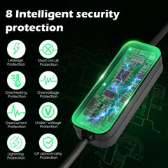 Coolladen 3.5kW Chargeur EV Portable | Wallbox mobile 16A Schuko vers Type 2 | Courant Réglable | Charge Temporisée Précise 1-12H & Délai