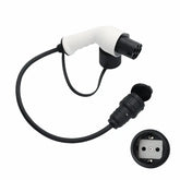 Adaptateur Type 2 vers prise Schuko pour chargeur de voiture électrique, 16 A, 0,5/4 m. Chargement facile sur bornes de recharge/boîtiers muraux, utilisation de chargeurs 230 V pour vélo électrique, scooter électrique, moto, IP55
