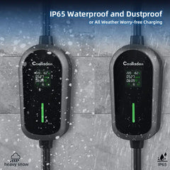 Coolladen 7.4KW Chargeur VE portable 1 Phase 32A Type 2 Chargeur de véhicule électrique, 8H charge programmée,4 niveaux de courant réglables Station de charge avec prise CEE