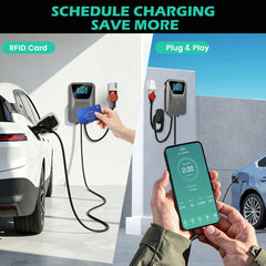 Coolladen Hub de recharge mural fixe pour VE 11 kW/22 kW Type 2 – gestion intelligente OCPP 1.6J, RFID multi-cartes et contrôle par application, EVSE filaire pour usage commercial et résidentiel