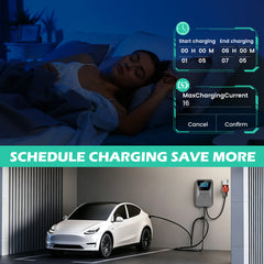 Coolladen Hub de recharge mural fixe pour VE 11 kW/22 kW Type 2 – gestion intelligente OCPP 1.6J, RFID multi-cartes et contrôle par application, EVSE filaire pour usage commercial et résidentiel