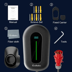 Chargeur EV Coolladen 11kW Wallbox Smart App Type2 400V 16A, Station de charge à domicile pour véhicules électriques EVSE avec courant réglable