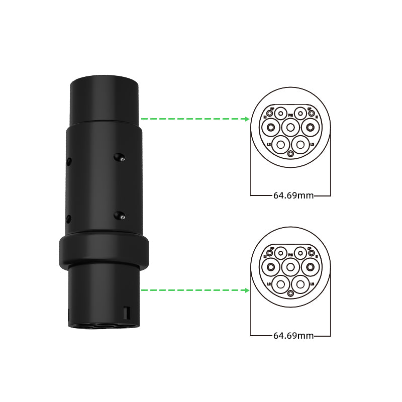 Type 2 de au connecteur de charge de véhicule électrique de l'adaptateur 16A/32A de chargeur de GBT EV