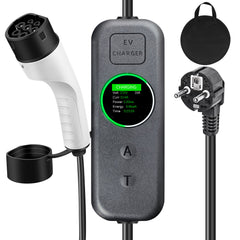 Coolladen 3.5kW Chargeur EV Portable | Wallbox mobile 16A Schuko vers Type 2 | Courant Réglable | Charge Temporisée Précise 1-12H & Délai