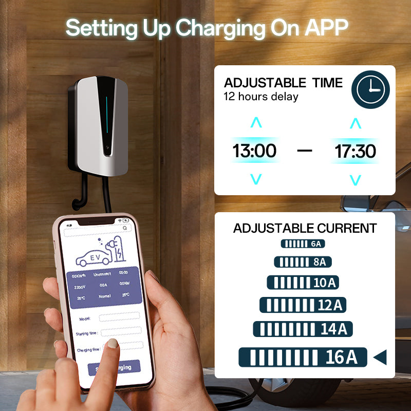 Coolladen 11KW 22KW EV Wallbox Station de charge Type 2 5M EV Câble de charge rapide à courant élevé avec RFID Wifi