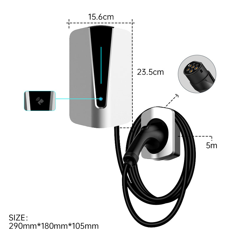 Coolladen 11KW 22KW EV Wallbox Station de charge Type 2 5M EV Câble de charge rapide à courant élevé avec RFID Wifi