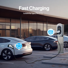 Coolladen Câble de charge de type 2 vers Type 1/J1772 pour voiture électrique 3,5 kW ~ 11 kW / 16 ~ 48 A Chargeur EV monophasé de 5 m avec sac de transport, compatible avec n'importe quelle voiture électrique