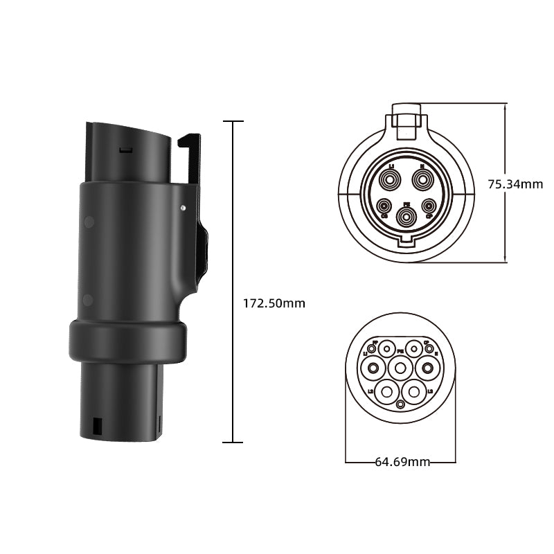 Type 2 à J1772 EV chargeur adaptateur 16A/32A connecteur de charge de véhicule électrique