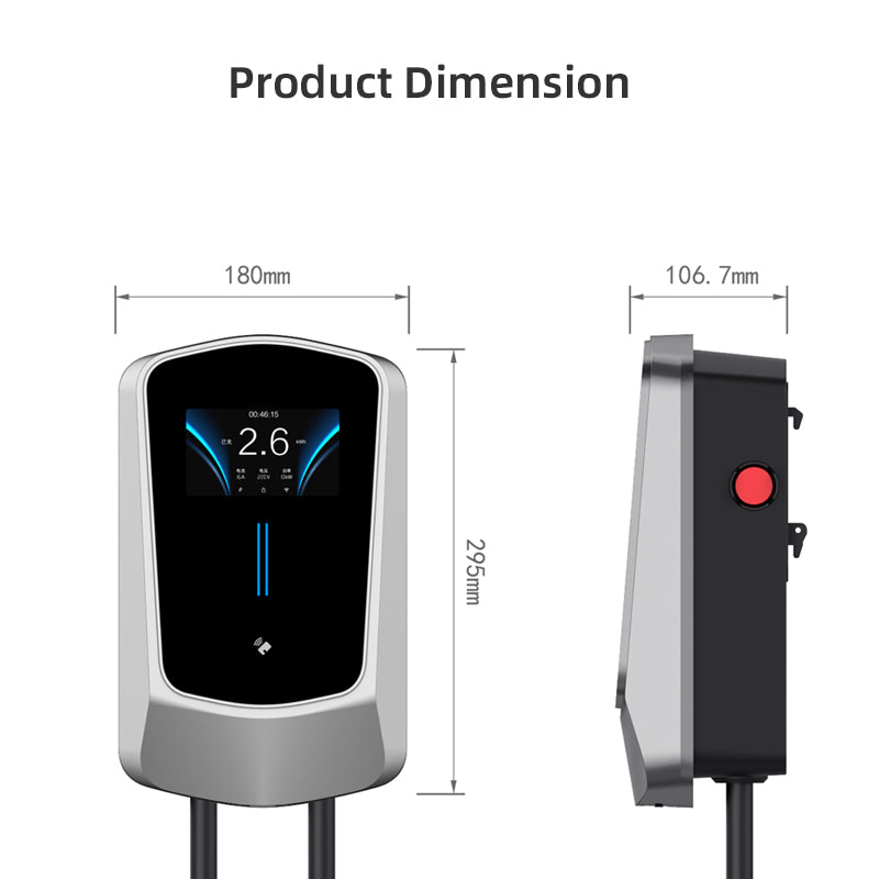 Coolladen Chargeur EV Smart APP avec borne de recharge domestique 16A Type 2 11kW 400V CE & TÜV wallbox Câble de charge de 5 m avec support de chargeur Contrôle par application Prise triphasée CEE pour tous les véhicules électriques et hybrides rechargeab