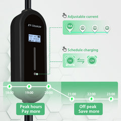 Chargeur portable pour véhicule électrique Coolladen 3,6 kW | Type 2 vers prise Schuko | courant réglable 16 A | charge différée 1-12 h | câble 5 m/10 m