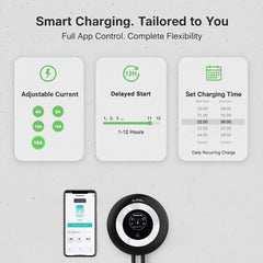 Coolladen Wallbox 11kW Contrôle via application & RFID, Type 2 vers CEE 16A 3 phases, Chargeur EV, Protection avancée fuite AC+DC (DDR type B)