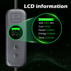 Coolladen 3.5kW Chargeur EV Portable | Wallbox mobile 16A Schuko vers Type 2 | Courant Réglable | Charge Temporisée Précise 1-12H & Délai