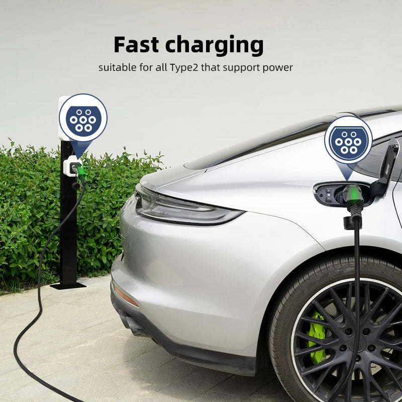 Coolladen Type 2 câble de charge pour voiture électrique 22KW 32A chargeur EV triphasé avec sac de transport, Compatible avec n'importe quelle voiture électrique