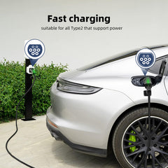 Coolladen Type 2 câble de charge pour voiture électrique 22KW 32A chargeur EV triphasé avec sac de transport, Compatible avec n'importe quelle voiture électrique