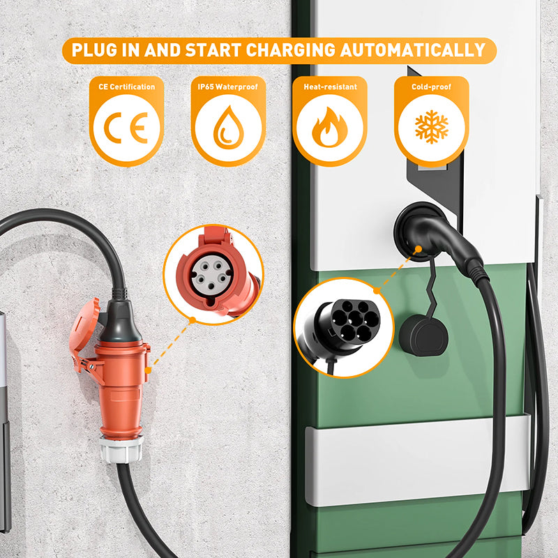 Type 2 fiche CEE16A prise, adaptateur pour chargeur 11KW EV pour puiser l'énergie de la station de charge