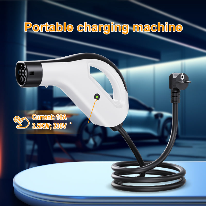 Type mobile 2 de chargeur de Wallbox 3. 5kW 3m/7m10m EV de voitures électriques jusqu'à CEE 16A, remplissage à la maison sans Wallbox 2 In1 compatible avec tout le modèle Y / 3 / S/X, ID. 4, ID. 5, I4, EV6 d'EV