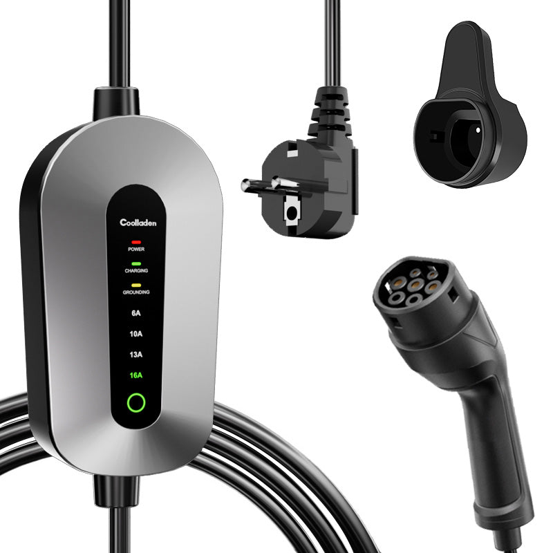 Coolladen  Chargeur de voiture électrique, Câble de charge Type 2 Schuko 3.68kW [1-phase, 4m/6m/11m, 6-16A], Chargeur pour 3008/508, C5X, DS7, GLA, Q3, X3, ZOE, ID.3, ID.4, et autres PHEV/EV