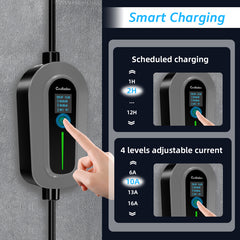 Coolladen Câble de charge type 2 prise CEE 11 kW [triphasé|5/10m|6-16A] avec puissance de charge réglable, station de charge et chargeur EV pour ID.3/4/5, e-up, e-tron, Zoe et autres EV